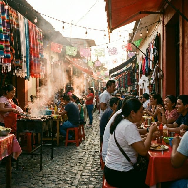 热闹的墨西哥市场美食街