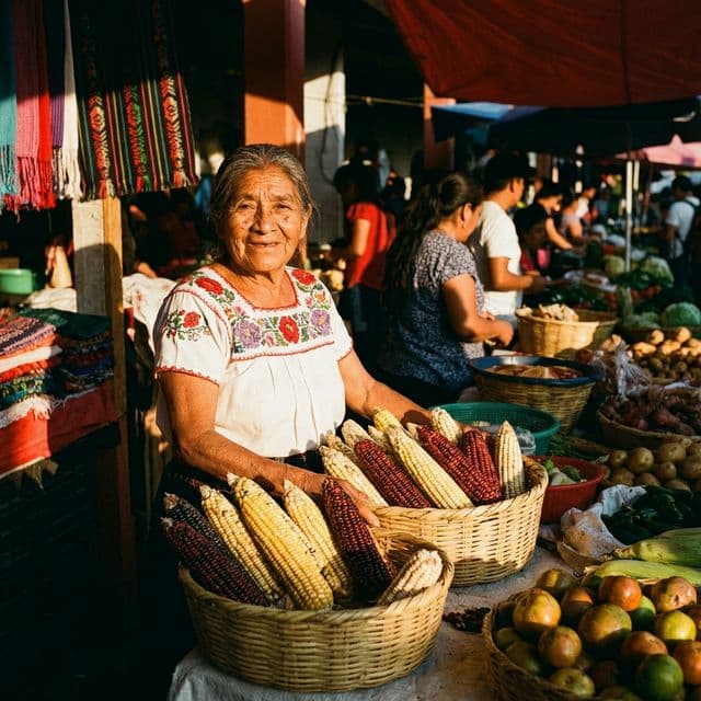 在地市场摊主展示区域性食材